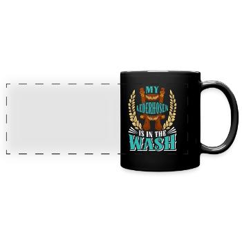 Munich folk festival MY LEDERHOSEN IS IN THE WASH - Full Colour Panoramic Mug - black - Front