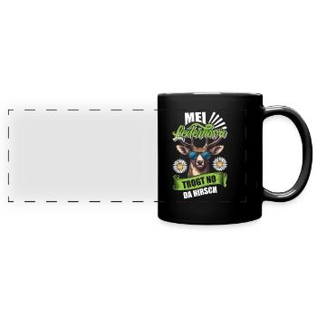 Munich folk festival MEI LEDERHOSEN WEARS NO DA - Full Colour Panoramic Mug - black - Front