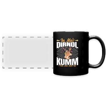 Münchner Volksfest IN MEI DIRNDL KUMM I NED NEI - Full Colour Panoramic Mug - black - Front