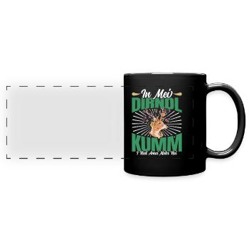 Münchner Volksfest IN MEI DIRNDL KUMM I NED NEI - Full Colour Panoramic Mug - black - Front