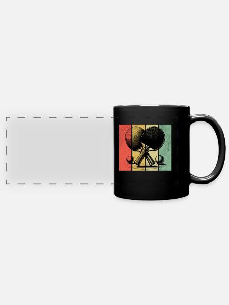 Ping Pong Retro - Panorama-Tasse farbig - Schwarz