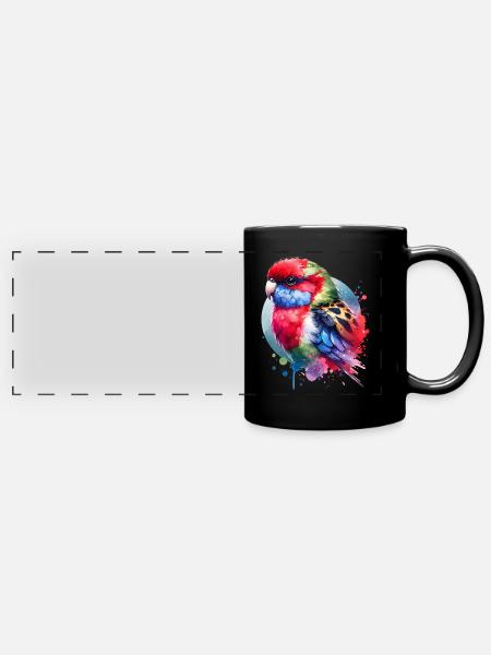 Rosella Motiv - Panorama-Tasse farbig - Schwarz