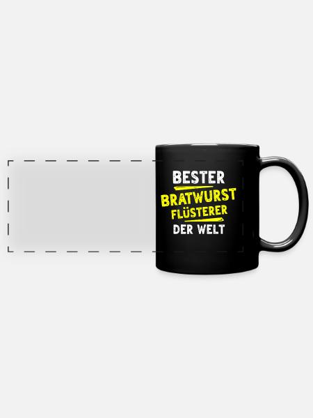 Bratwurst Geschenk - Panorama-Tasse farbig - Schwarz
