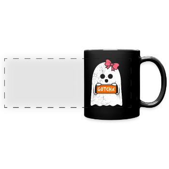Halloween Kostüm Kinder ERWISCHT Lustiges - Panorama-Tasse farbig - Schwarz - Vorne
