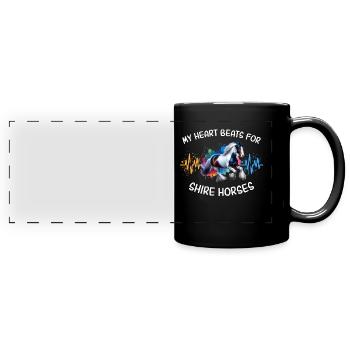 Cheval Shire Race Ligne de Coeur Cheval - Mug panoramique uni - noir - Devant