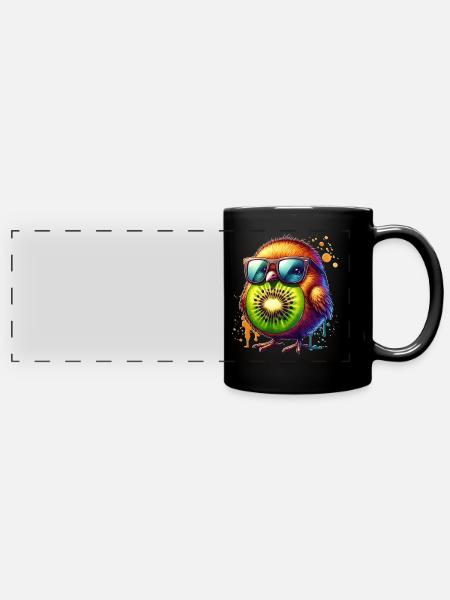 Neuseeland Kiwi - Panorama-Tasse farbig - Schwarz