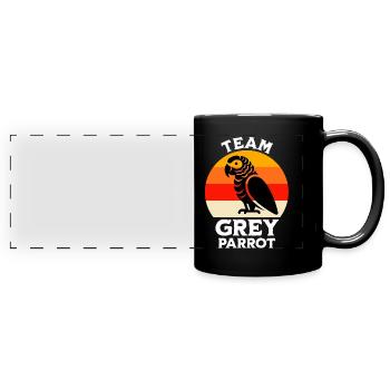 Team Graupapagei - Panorama-Tasse farbig - Schwarz - Vorne