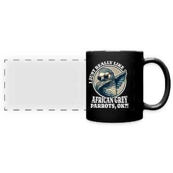 I Love African Grey Parrot Saying - Full Colour Panoramic Mug - black - Front