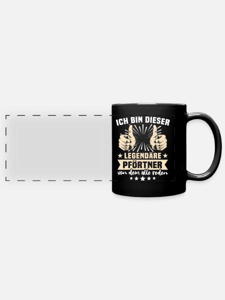 Pförtner Sprüche - Panorama-Tasse farbig - Schwarz