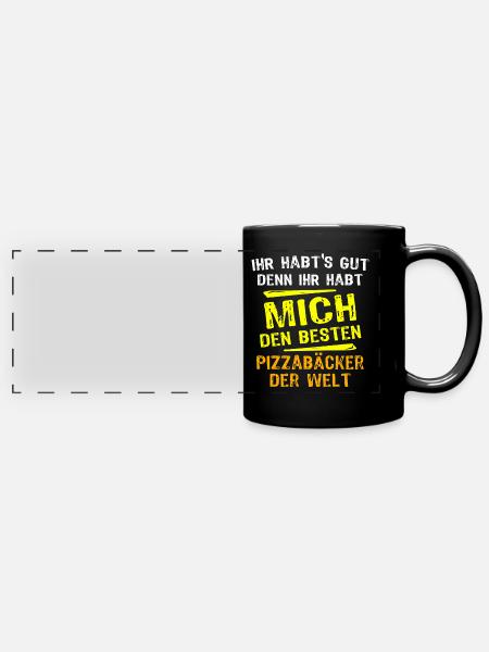 Pizzabäcker Geschenk - Panorama-Tasse farbig - Schwarz