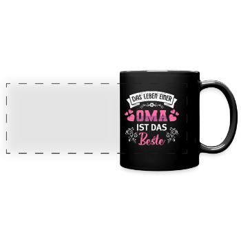 Rentnerin DAS LEBEN EINER OMA IST DAS BESTE - Panorama-Tasse farbig - Schwarz - Vorne