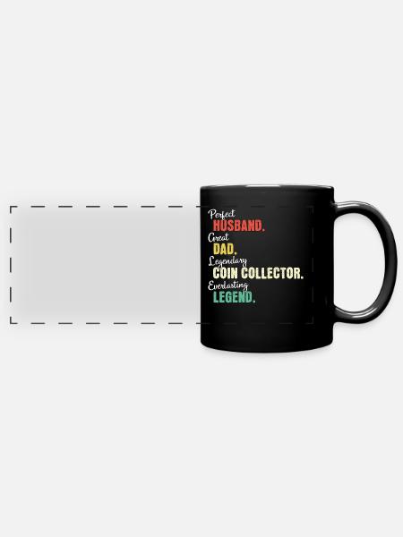 Münzsammler Papa - Panorama-Tasse farbig - Schwarz