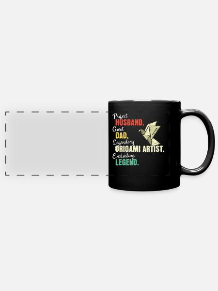 Origami Papa - Panorama-Tasse farbig - Schwarz