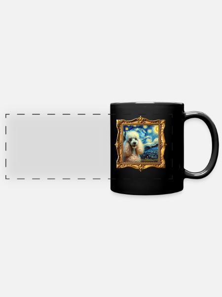 Pudel Starry Night - Panorama-Tasse farbig - Schwarz