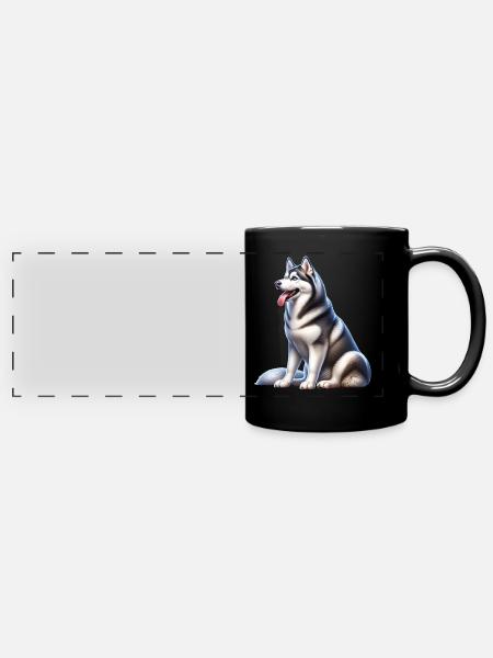 Schlittenhund - Panorama-Tasse farbig - Schwarz