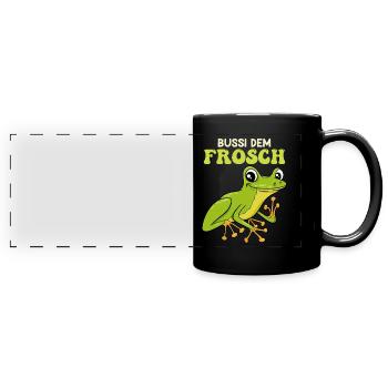 Froschkostüm BUSSI DEM FROSCH Lustiges Frosch - Panorama-Tasse farbig - Schwarz - Vorne