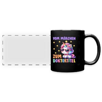 Dissertation VOM MÄRCHEN ZUM DOKTORTITEL Lustig - Panorama-Tasse farbig - Schwarz - Vorne