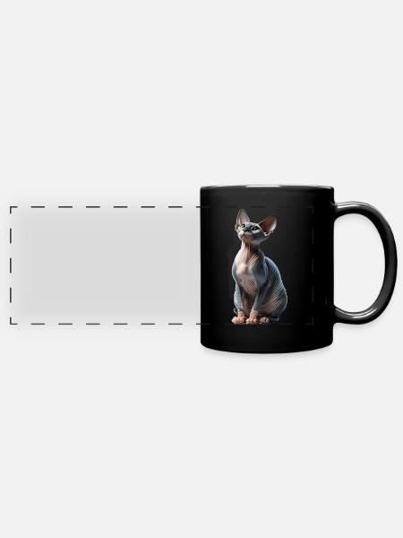 Sphynxkatze Sphynx Cat - Panorama-Tasse farbig - Schwarz
