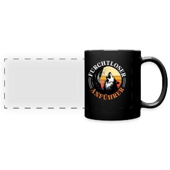 Alpha Wolf FURCHTLOSER ANFÜHRER Lustiges - Panorama-Tasse farbig - Schwarz - Vorne