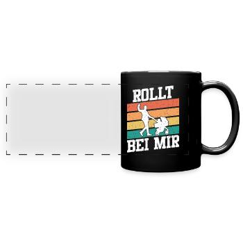 Werdender Vater ROLLT BEI MIR Lustiges - Panorama-Tasse farbig - Schwarz - Vorne
