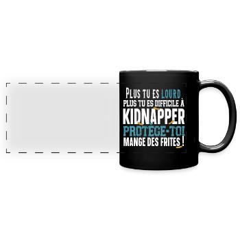 Frites Bouffe Nourriture Malbouffe Humour Obèse - Mug panoramique uni - noir - Devant