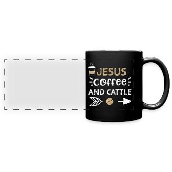 Jesus Coffee And Cattle - Coffee - Mug panoramique uni - noir - Devant