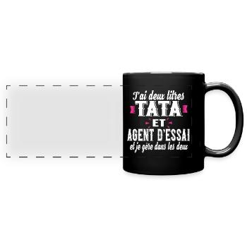 Agent d'Essai Tata Femme Ferroviaire Métier - Mug panoramique uni - noir - Devant