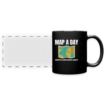 World Map GIS Cartography Earth Geography - Full Colour Panoramic Mug - black - Front