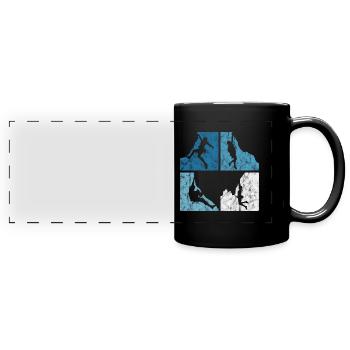 Alpinisme rétro escalade cadeau de montagne de bloc - Mug panoramique uni - noir - Devant