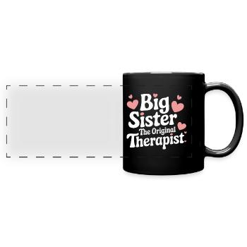 Sister Sibling Family - Full Colour Panoramic Mug - black - Front