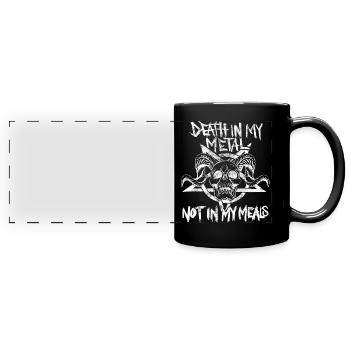 Metalhead végétalien. La mort dans le métal, pas dans mes repas - Mug panoramique uni - noir - Devant