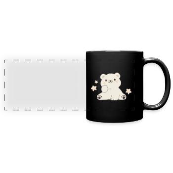 Teddy süßer Bär Eisbär Sterne Nacht für Kinder - Panorama-Tasse farbig - Schwarz - Vorne