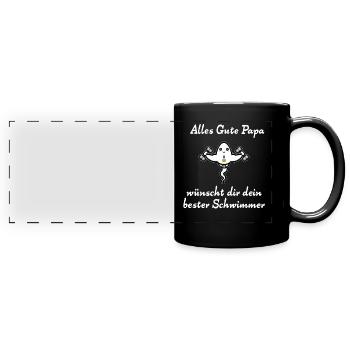 Alles Gute Papa wünscht dir dein bester Schwimmer - Panorama-Tasse farbig - Schwarz - Vorne