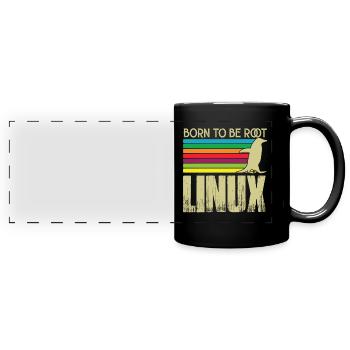 Linux Né pour être root Admin Linux - Mug panoramique uni - noir - Devant