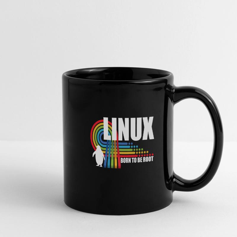 Born To Be Root Pinguin Linux Nerd Coding Geek Panorama-Tasse farbig