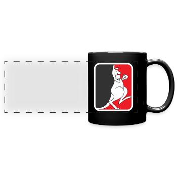 Känguru Boxen Australien Retro Fauna - Panorama-Tasse farbig - Schwarz - Vorne