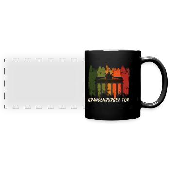 Brandenburger Tor Retro Berlin Deutschland - Panorama-Tasse farbig - Schwarz - Vorne