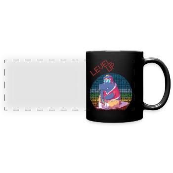 Niveau vers le haut Gamer Jeux vidéo Retro Vintage Gaming Où - Mug panoramique uni - noir - Devant