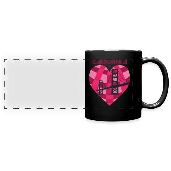 San Francisco Heart Golden Gate Bridge Love Caliph - Full Colour Panoramic Mug - black - Front