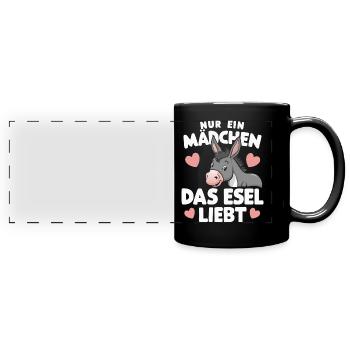 Esel Eselchen Maultier Muli - Panorama-Tasse farbig - Schwarz - Vorne