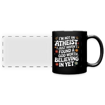 Atheismus Atheist Anti-Religion Agnostiker - Panorama-Tasse farbig - Schwarz - Vorne