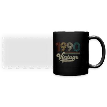 Vintage Anniversaire 1990 - Mug panoramique uni - noir - Devant