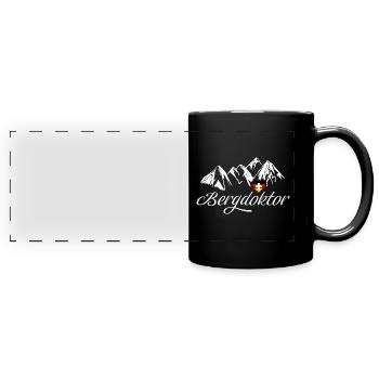 Bergdoktor Berge Alpen Apres Ski Skifahren - Panorama-Tasse farbig - Schwarz - Vorne