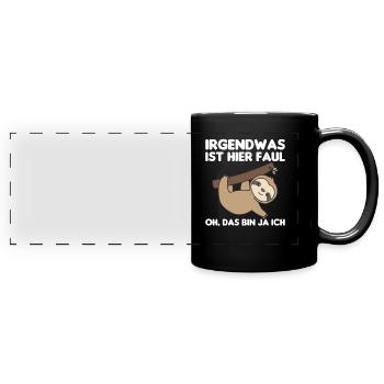 Faultier lustiger Spruch entspannt Tier - Full Colour Panoramic Mug - black - Front