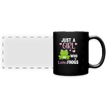 Just a girl who loves Frogs süßer Frosch - Panorama-Tasse farbig - Schwarz - Vorne