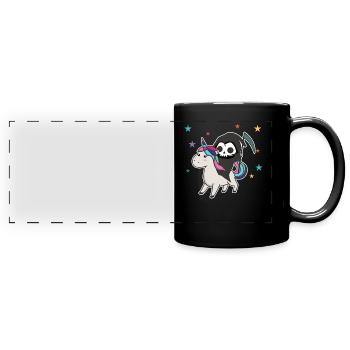 Death riding unicorn funny unicorns Rainbow - Full Colour Panoramic Mug - black - Front