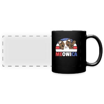 Katze für den vierten Juli USA Flagge Meowica - Panorama-Tasse farbig - Schwarz - Vorne