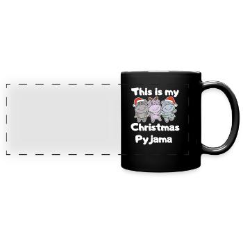 Pyjama de Noël Hippopotame de Noël - Mug panoramique uni - noir - Devant