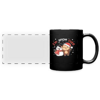 Singe je suis neige mignon bonhomme de neige jeu de mots - Mug panoramique uni - noir - Devant