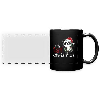Panda Weihnachten Pandas my 1st Christmas - Full Colour Panoramic Mug - black - Front